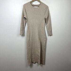 Abercrombie & Fitch Soft AF Ribbed Sweater Dress Sz Medium Petite Beige Bodycon
